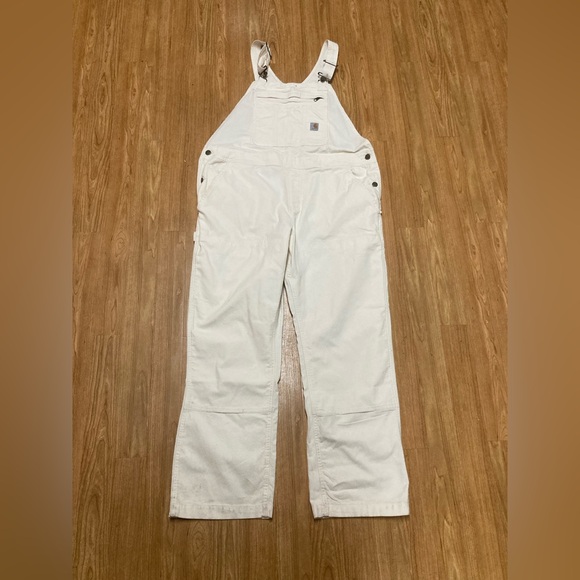 NWT Carhartt Overalls Womens Large (12-14) Loose Fit Rugged Flex Canvas Bib - Picture 1 of 5
